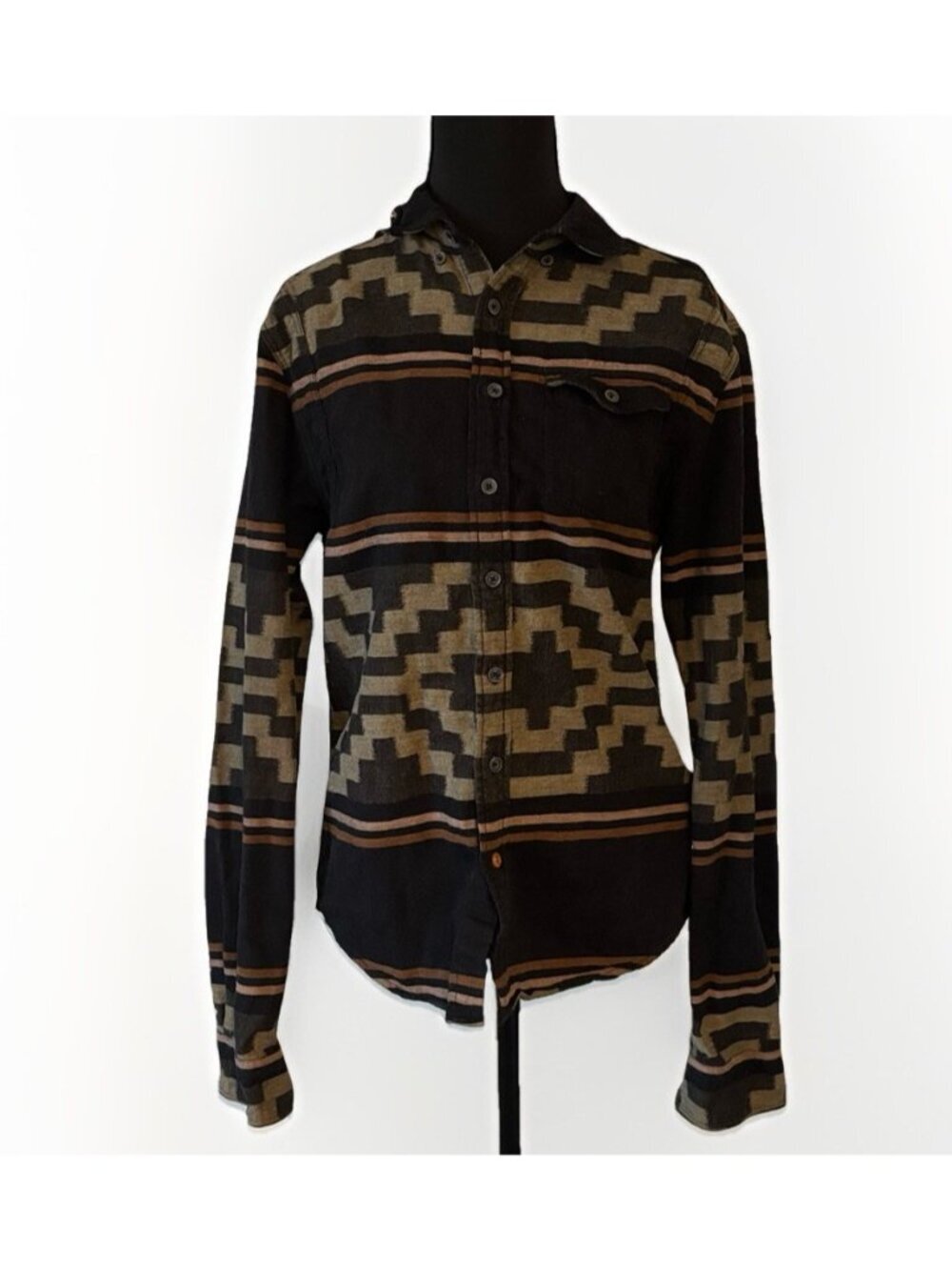 Scotch & Soda Flannel Shirt Men Small Multi Geometric Aztec Western Wool Cotton